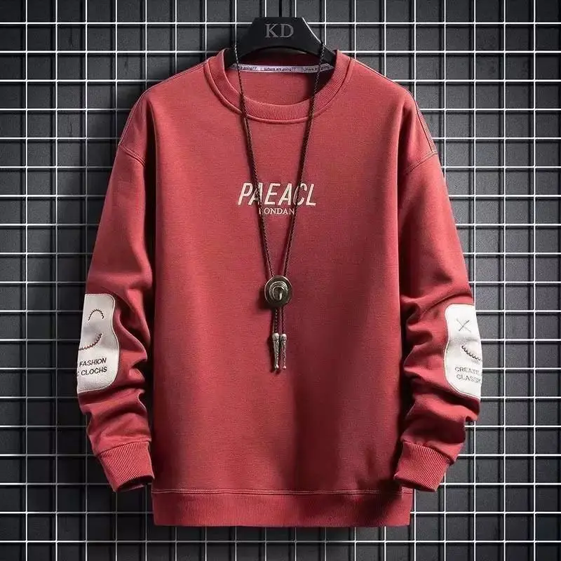 

Men's Plush Thick Round Neck Hoodie Men's Fashionable Versatile Top Pull Up Jacket Men's