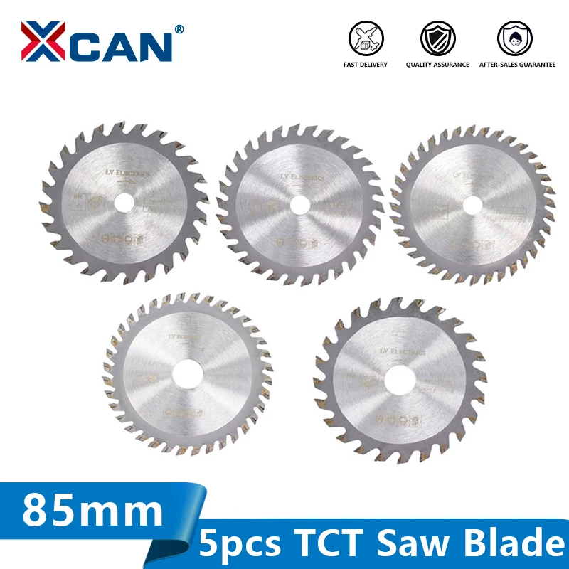 Xcan 5Pcs 85Mm Diameter 24/30/36 Tanden Carbide Cirkelzaag Blade Mini Tct Snijden Disc hout Zaagbladen