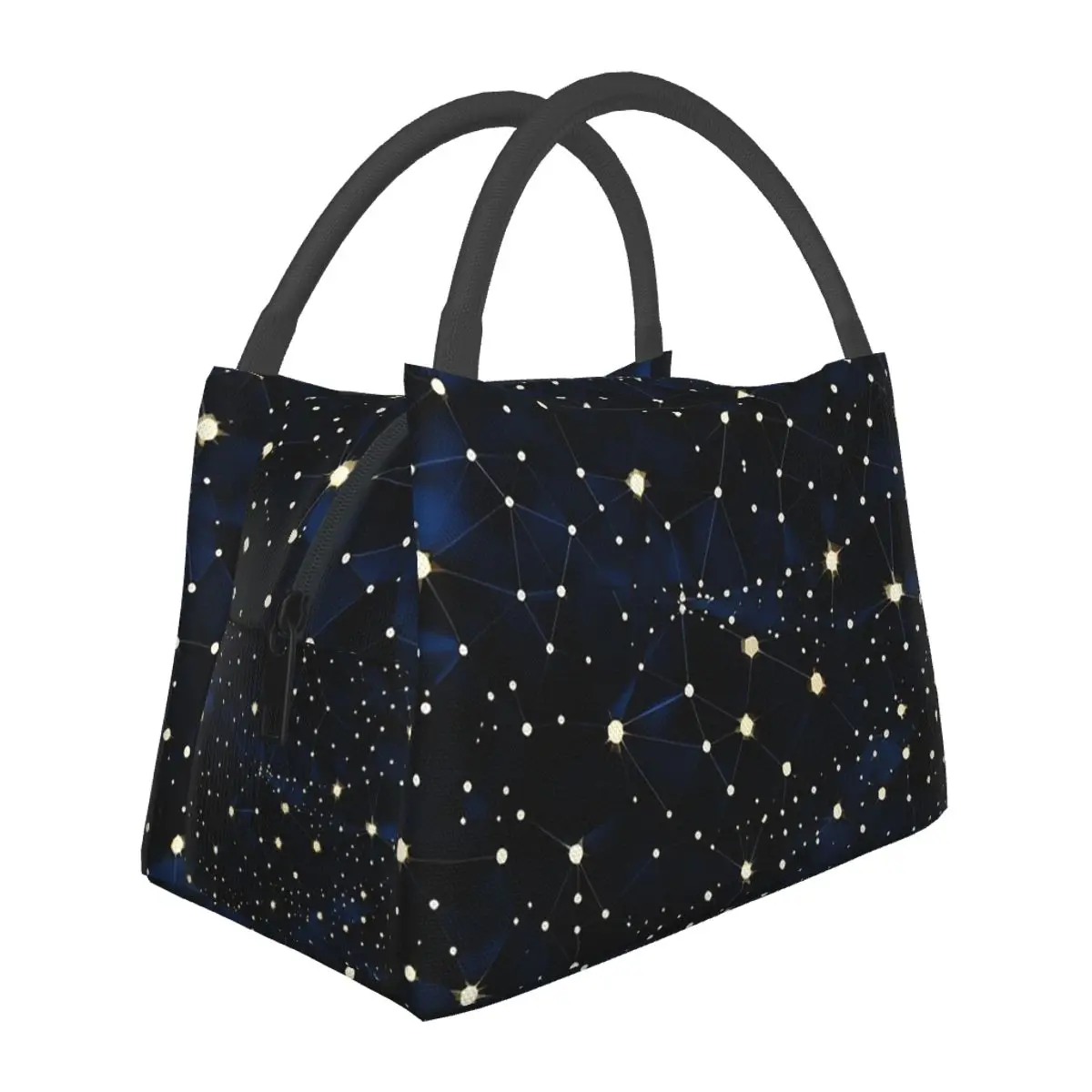 Night Sky Golden Celestial Stars Zodiac Constellations Lunch Bags Bento Box Lunch Tote Picnic Bags Thermal Bag for Woman Office