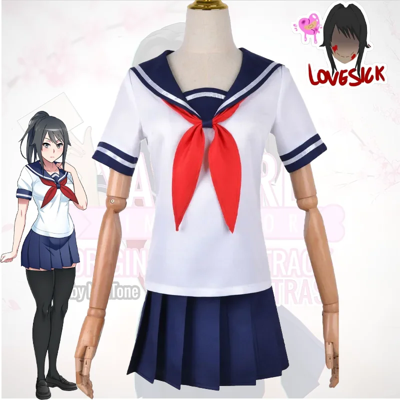 

Game Yandere Simulator Ayano Aishi Cosplay Costume JK School Women Outfit Sailor Suit Halloween Party Play Dress for Adult Girls