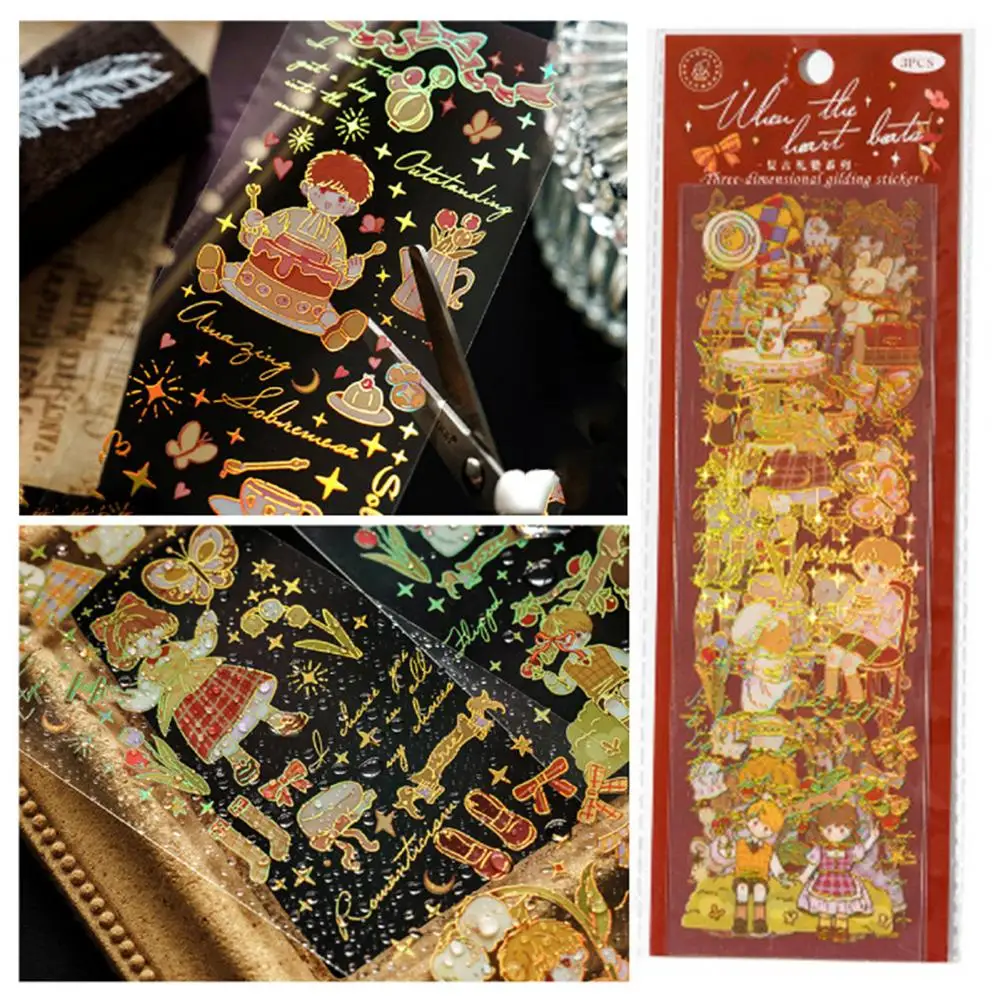 with Transparent Backing Paper 3 Sheets Unique Fine Workmanship Handbook Stickers Traceless Craft Accessories