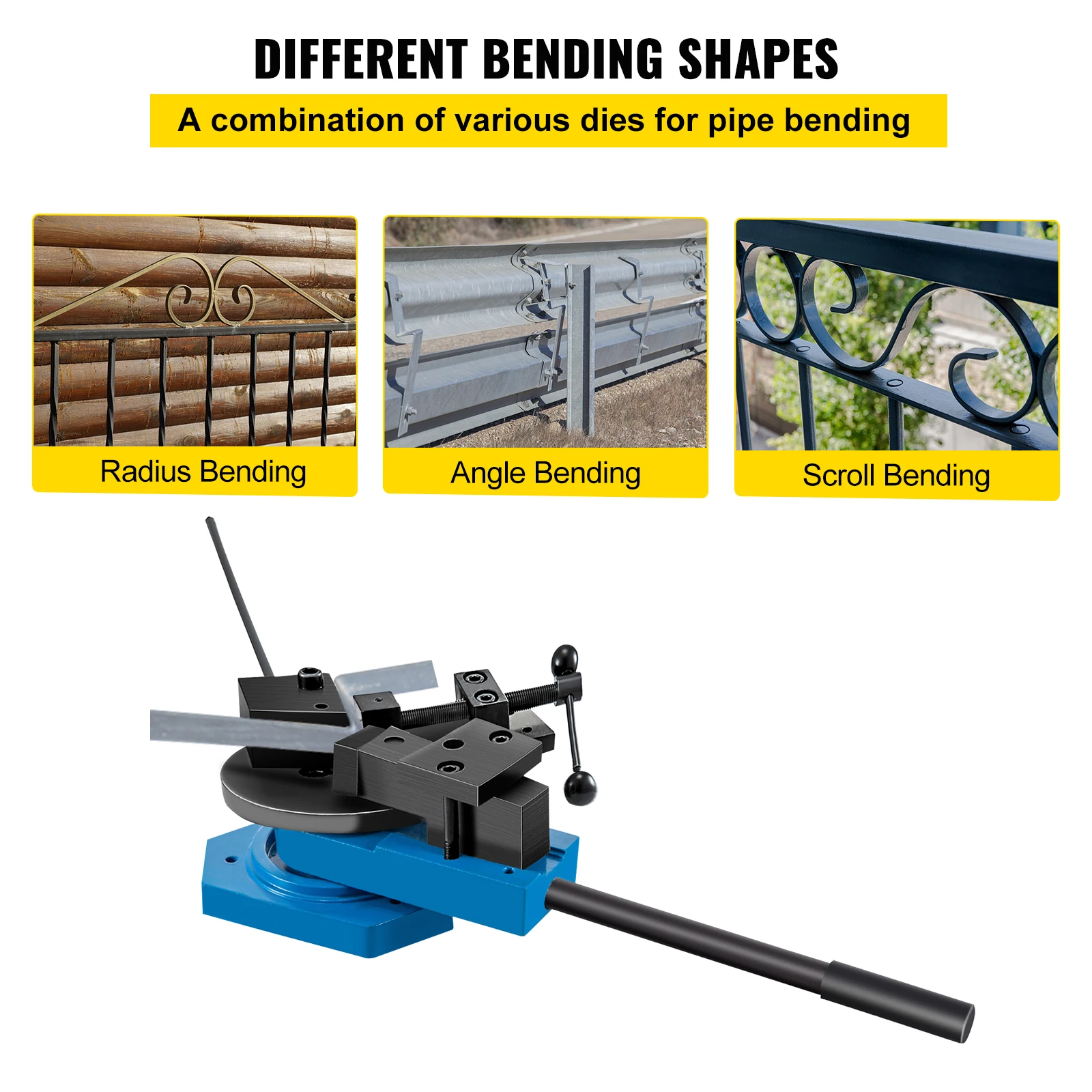 VEVOR SBG-40 High-Hardened Metal Scroll Bender of Scroll Radius and Angle Bending Universal Rod Bender For Steel Cooper Aluminum