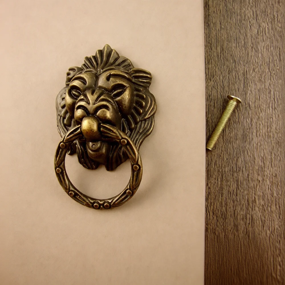 Retro Lion Head Furniture Knobs Antique Cabinet Door Handles Decorative Zinc Alloy Drawer Pulls Hardware Accessories Supply