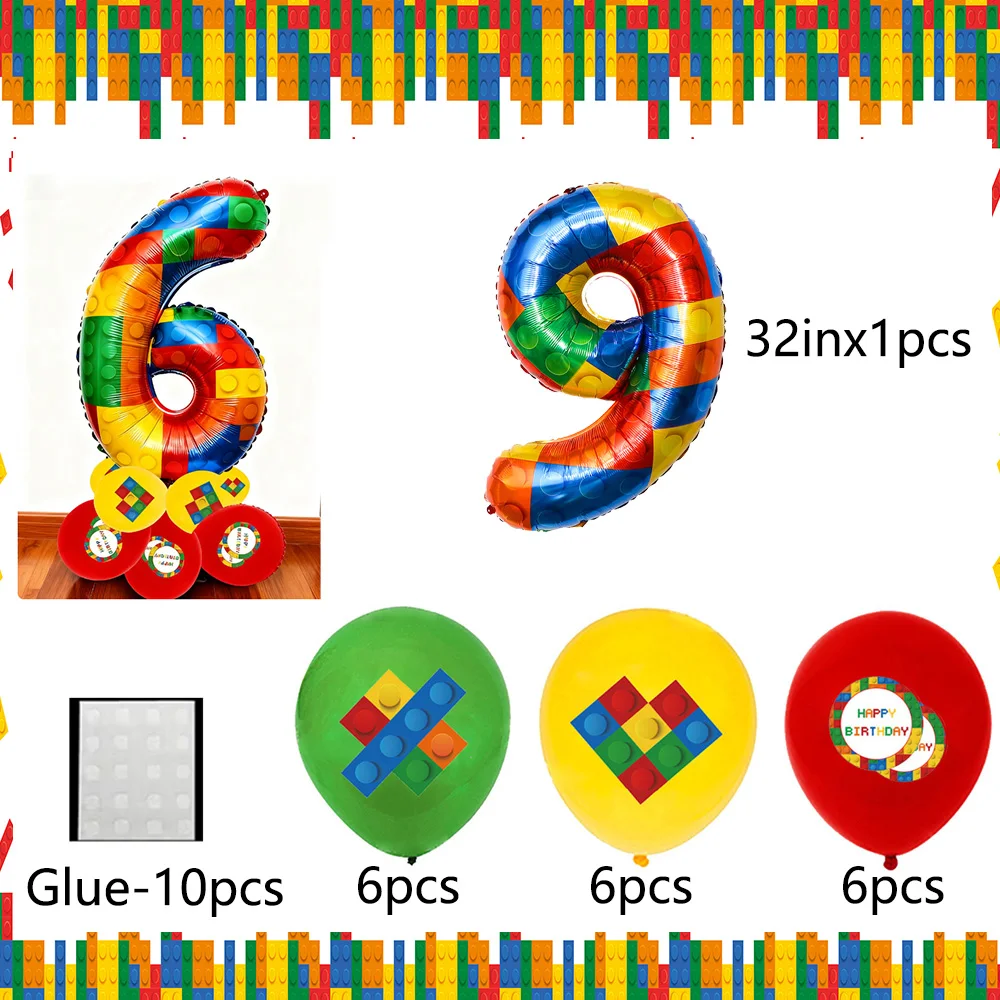 20 Stück Baustein Geburtstagsdekoration Ballon Set 32 ​ ​ Zoll Zahlen Zahlen Kinder Geburtstagsgeschenke Babyparty Partyzubehör – Detail 10