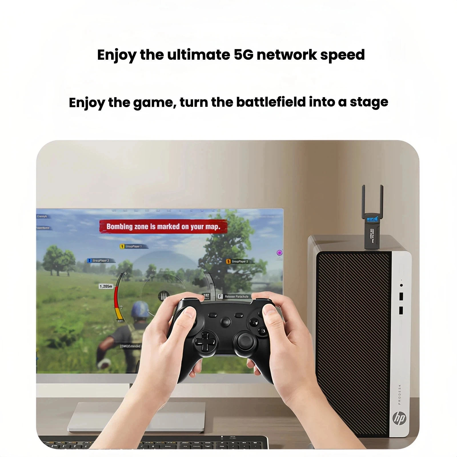 อะแดปเตอร์เครือข่าย USB 2-in-1 Wi-Fi 6 BT5.4 สำหรับพีซีและแล็ปท็อป, อะแดปเตอร์ WiFi ระยะไกลแบบปรับปรุง 5dBi ความเร็ว AX900 Mbps, รองรับคลื่นความถี่คู่ 2.4G/5GHz