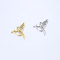 5pcs Stainless Steel Hummingbird Charms Hollow Out Bird Pendant For DIY Necklace Bracelet Earrings Jewelry Handmade Accessories