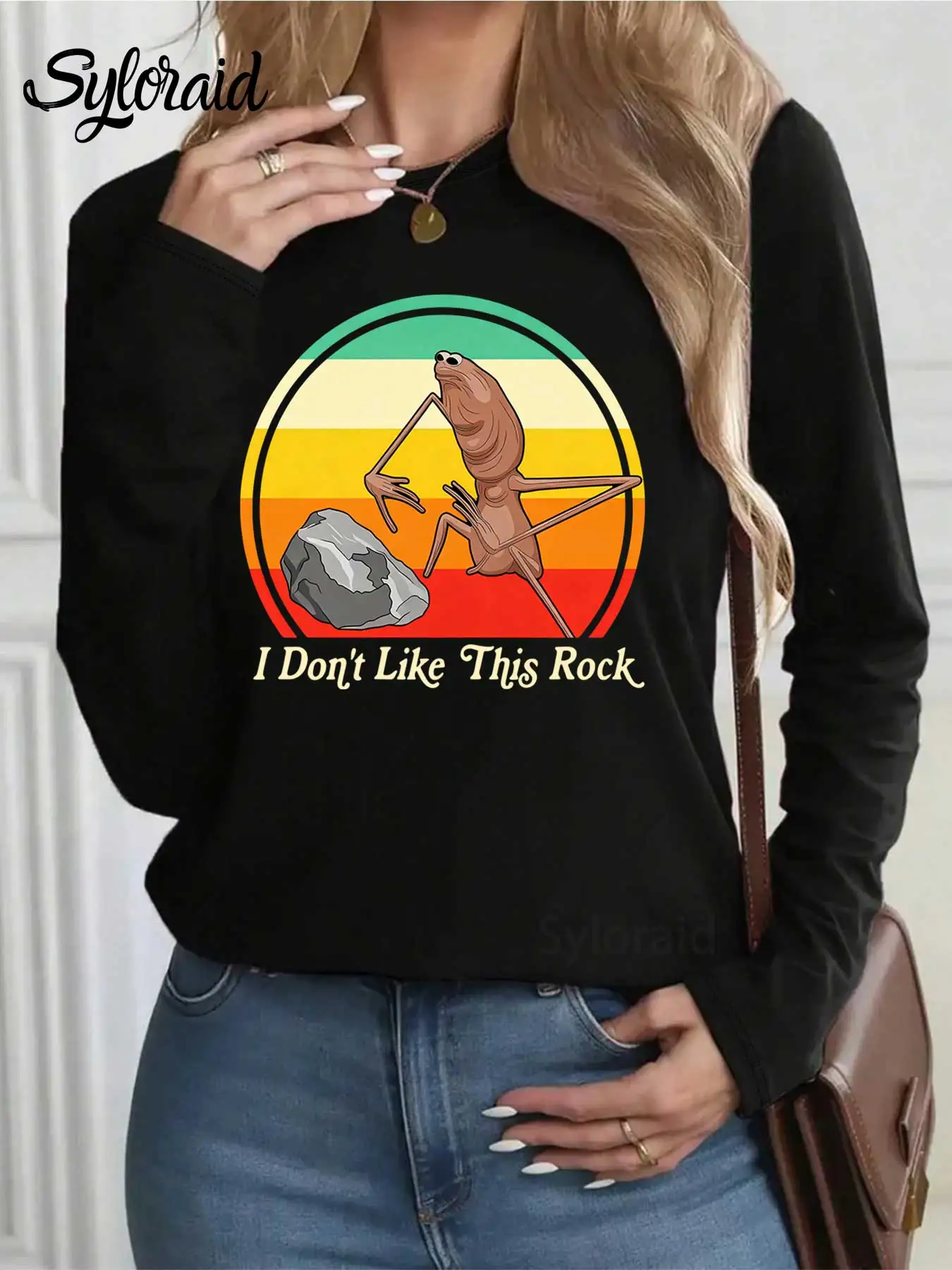 여성용 긴 소매 티셔츠, Marcus The Worm Meme 티셔츠 패션 라운드 넥 캐주얼 탑 모든 계절에 적합