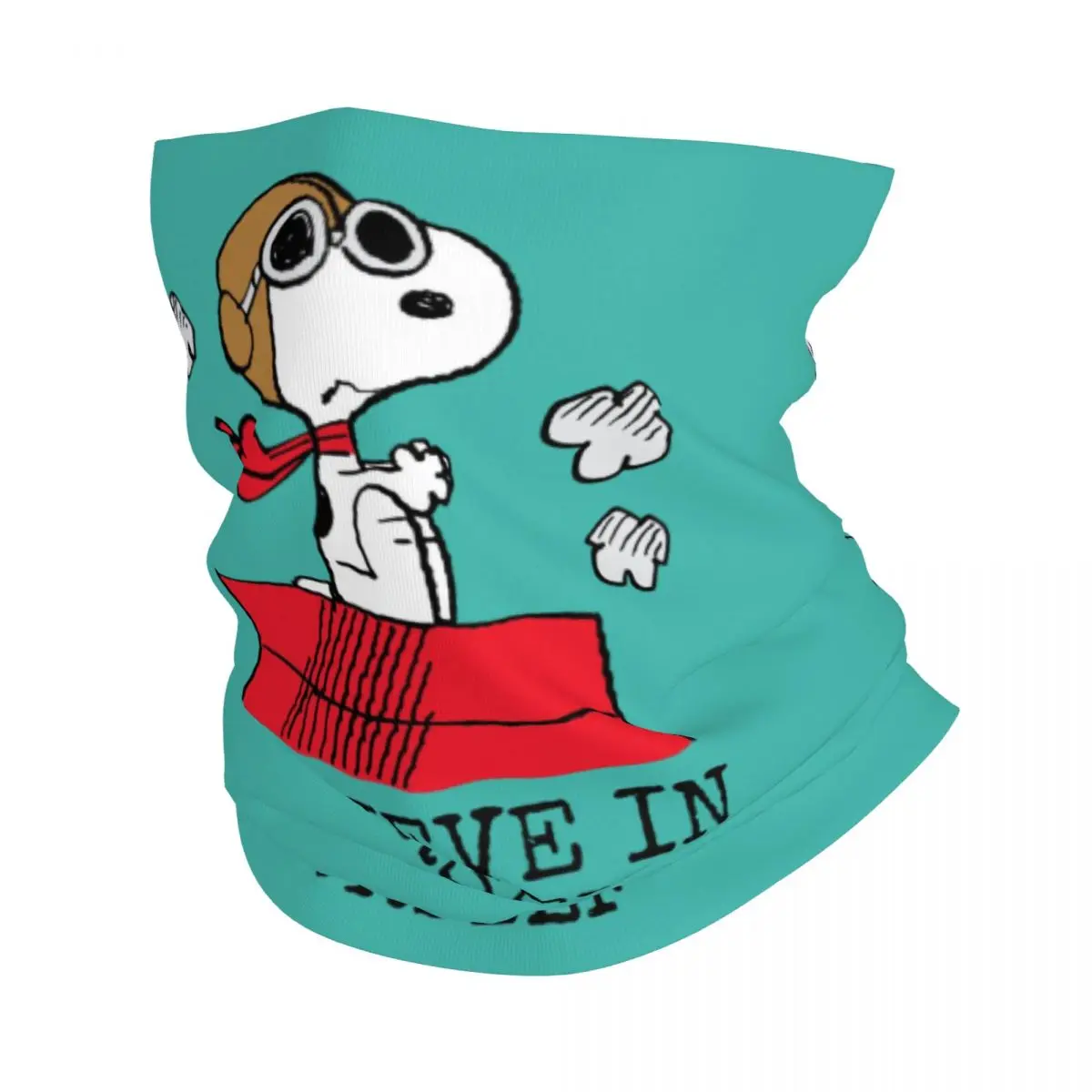 Custom Snoopy The Flying Ace Bandana Winter Neck Warmer Women Windproof Wrap Face Scarf for Hiking Dog Gaiter Headband