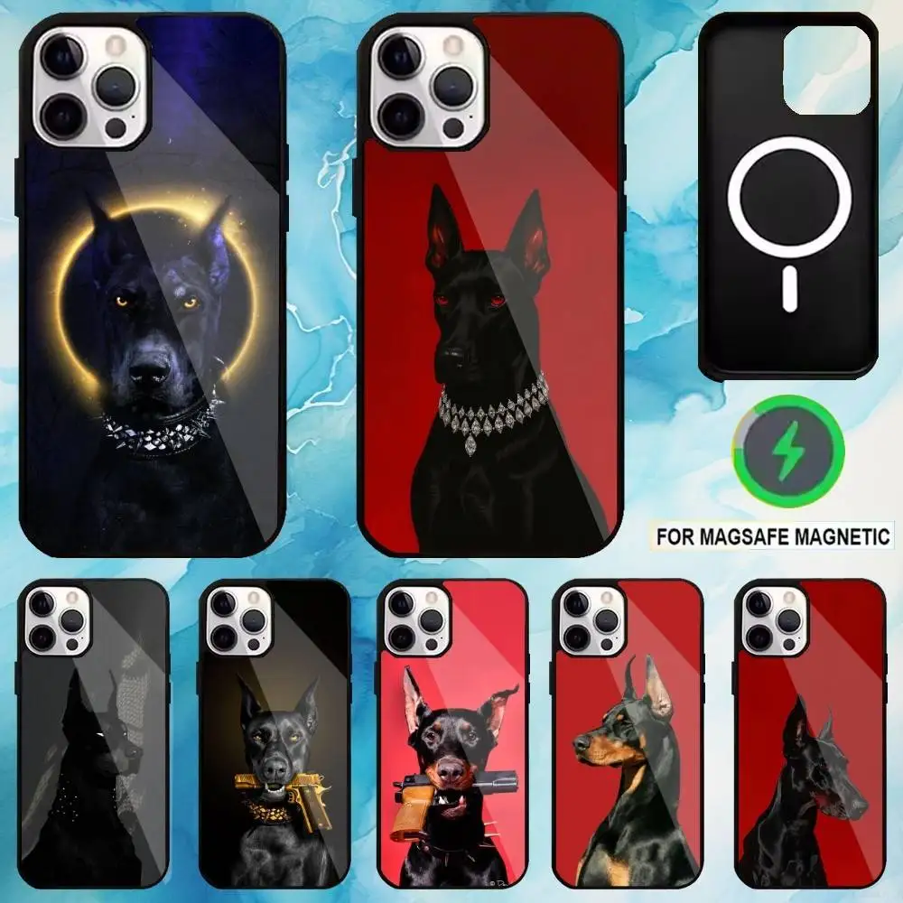 

Doberman Dog Phone Case For iPhone17,16,15,14,13,12,11 Plus,Pro Max Magnetic For Magsafe Wireless Charging