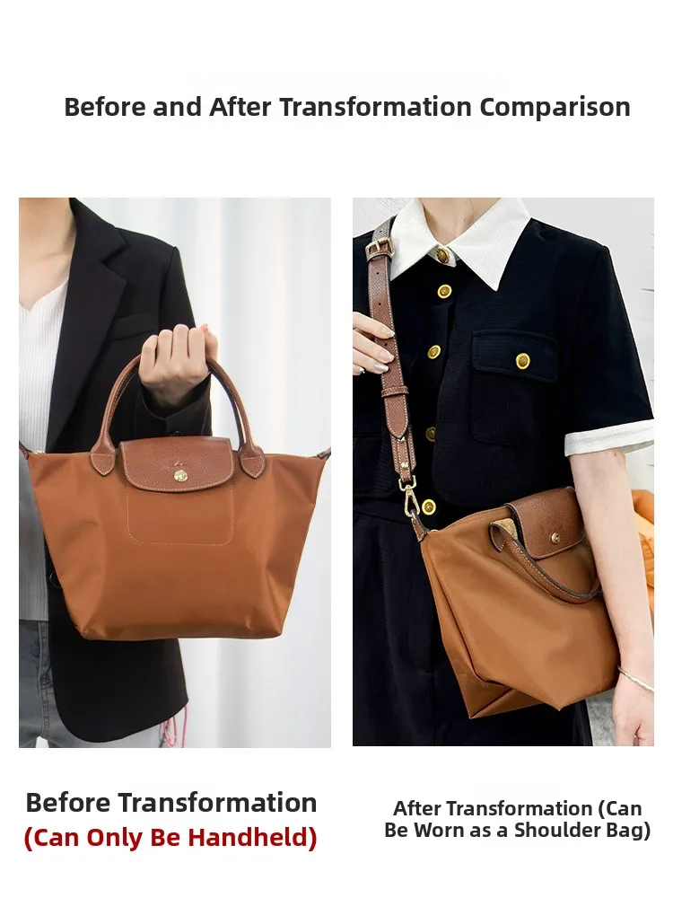 Small Size Leather Crossbody Bag Strap Punching Dumpling Shape Shoulder Bag Accessory Short Handle Suitable for Longxiang Brand