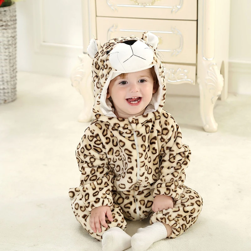 

Animal Leopard Baby Clothes Romper Kigurumis Bodysuit Infant Boy Girl Jumpsuits Winter Cosplay Costume Christmas Party Onesie