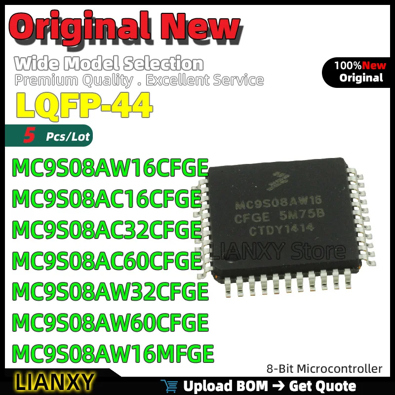 

5pcs LQFP-44 MC9S08AW16CFGE MC9S08AC16CFGE MC9S08AC32CFGE MC9S08AC60CFGE MC9S08AW32CFGE MC9S08AW60CFGE MC9S08AW16MFGE Brand New