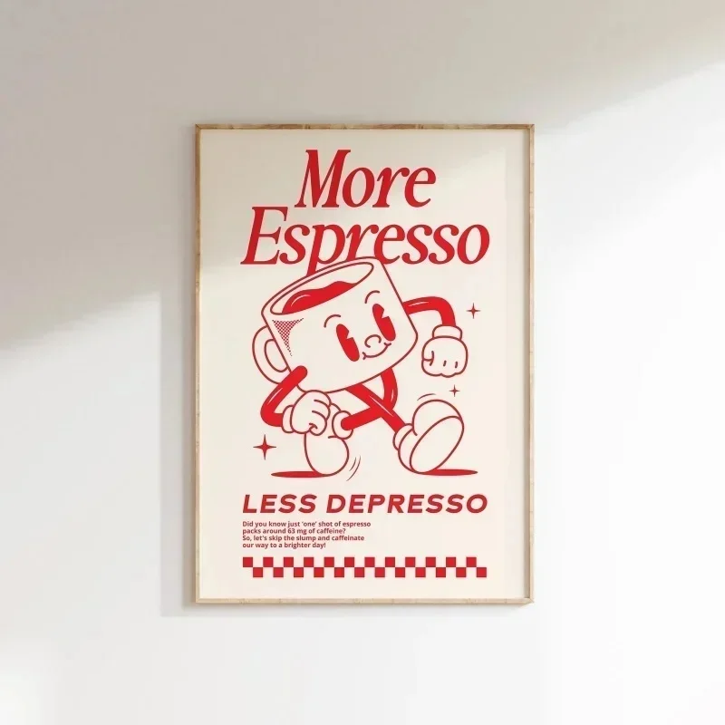 1pc Unframed More Espresso Less Depresso Wall Art, Coffee Quote Wall Art, Coffee Station Wall Art, Coffee Bar Print, Cute Prints