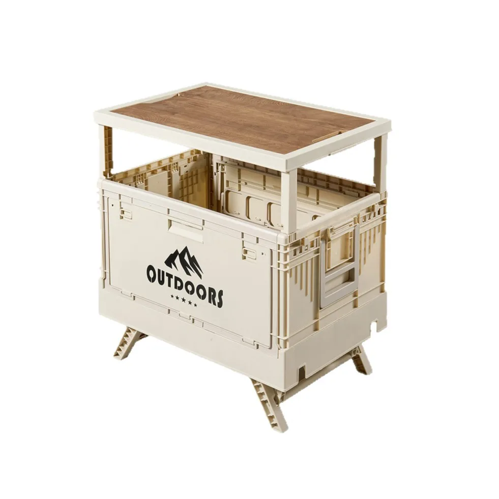 

Складной ящик для кемпинга на открытом воздухе, портативный автомобильный ящик для хранения, набор стола и стульев на высоких ножках для пикника, ящик для хранения с боковой дверцей.