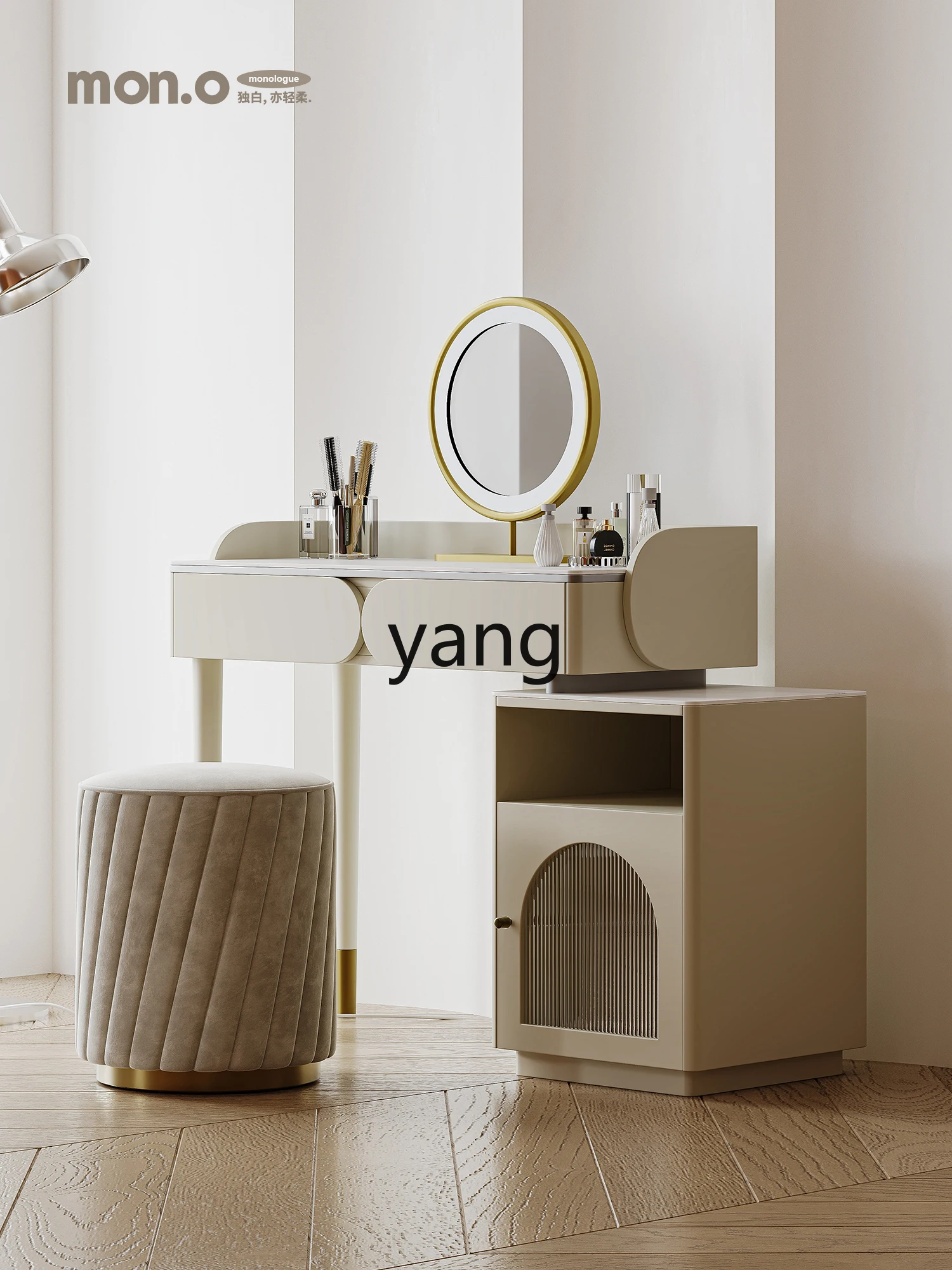 Yjq Light Luxury Paint Dressing Table Master Bedroom Modern Simple Small Apartment Stone Plate Makeup Table Cream Style