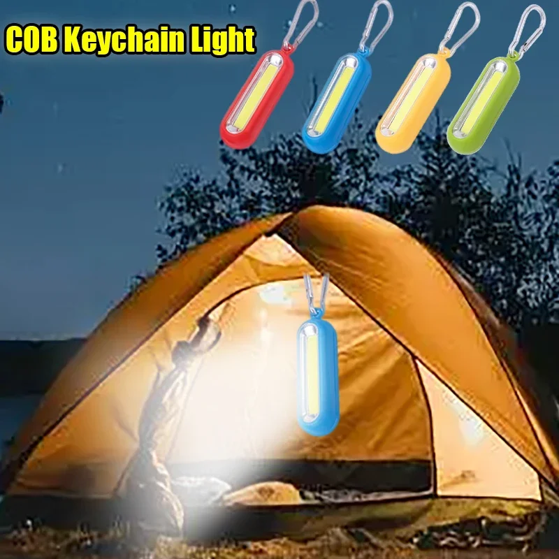 Portable LED Keychain Light 3 Modes COB Mini Pocket Tactical Flashlight Battery Powered Outdoor Camping Fishing Lamp Lanterns