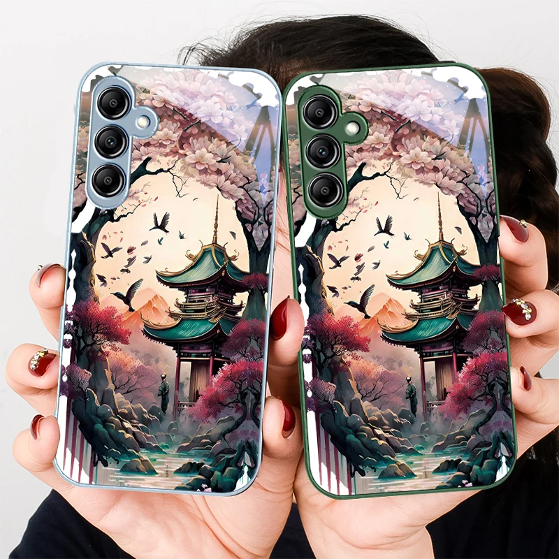 Wonderland Oil Painting for Samsung Galaxy A01 02 03 Core A04 A14 4G A13 54 34 31 20 25 23 22 5G S21 Ultra S20 glass phone case