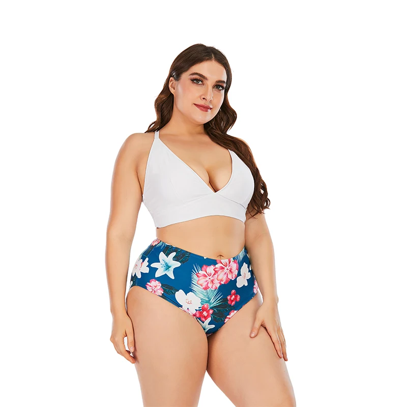 Maillot de bain 2 pièces pour femmes, taille haute, soutien-gorge Push Up, grande taille, vêtements de plage, été