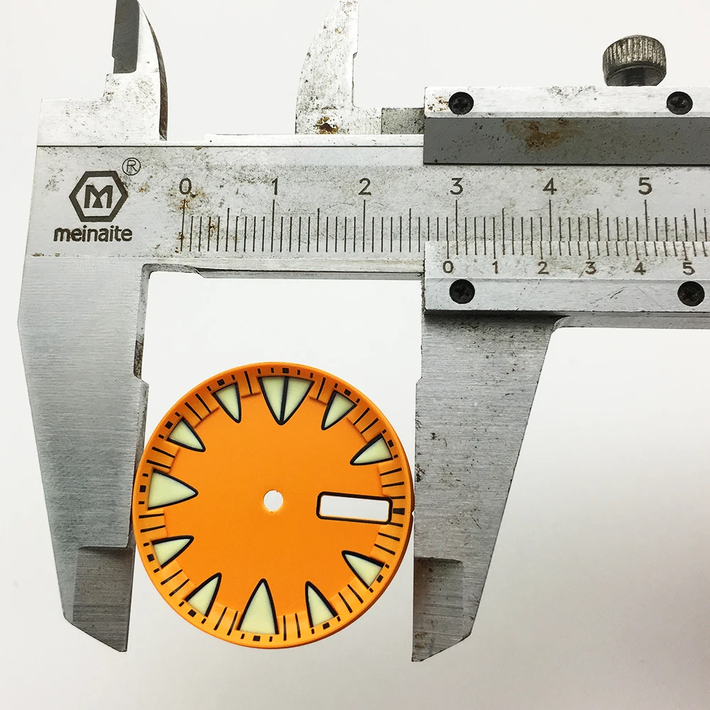 Watch Dial 29mm Orange Monster Aseptic Dial Ultra Bright Green Luminous Modified Abalone Literally Fits NH36 NH36A Movement