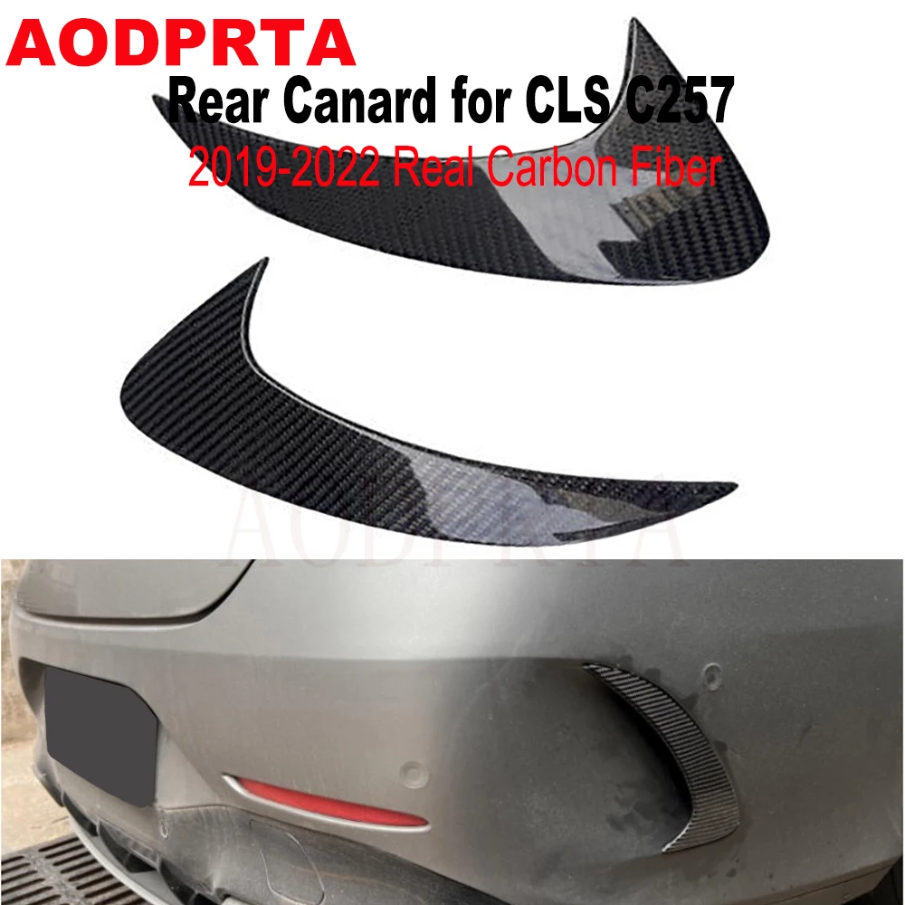 Real Carbon Fiber Rear Bumper Canards Fins For Mercedes Benz CLS Class C257 CLS550 CLS63 2018-2022