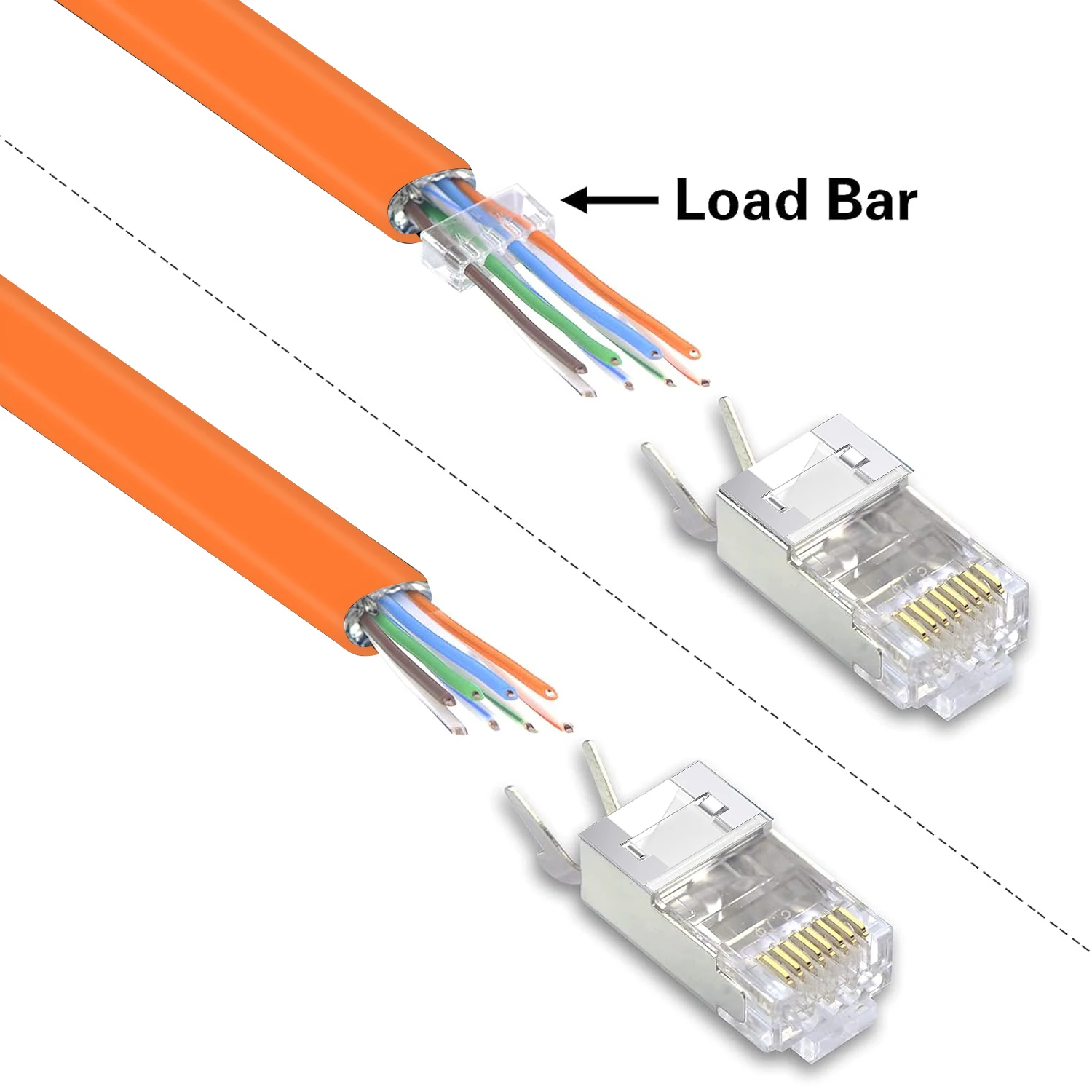 ZoeRax Cat7 Cat6A RJ45 Shielded Pass Through Connectors 50μ Gold Plated Modular Plug Ethernet Connector with Strain Relief Boot - Image 2