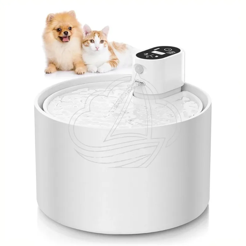 2.3L Automatic Ceramic Cat Water Fountain Wireless Dispenser Temperature Water Level Display Pet Drinker Bowl