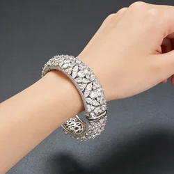 JRH African Style Bangle Bracelet with Shiny Zircon Stones Perfect Gift for Parties And Proposal Occasions Jewelry Accessory