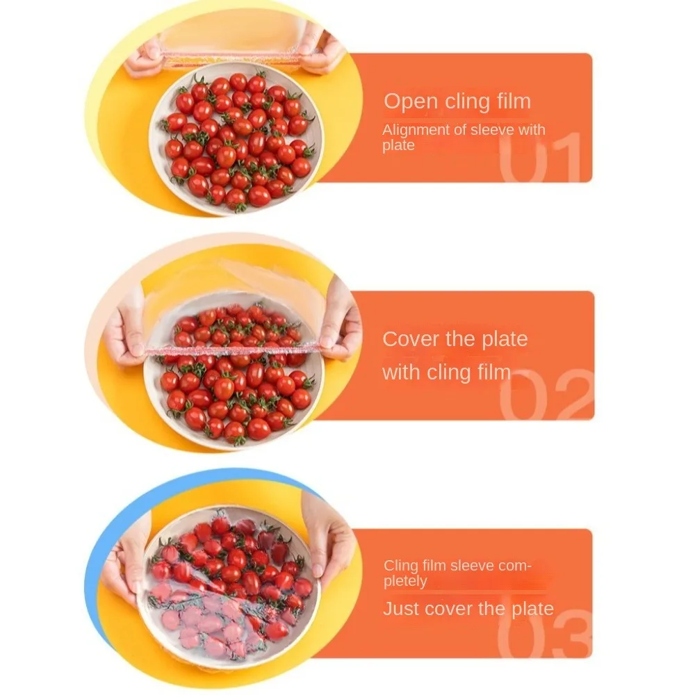 100 قطعة غطاء تغليف من البلاستيك الأبيض التفاف مرونة الفم حفظ الطازجة غطاء للطعام القابل للتصرف أكياس بلاستيكية لخضروات الفاكهة