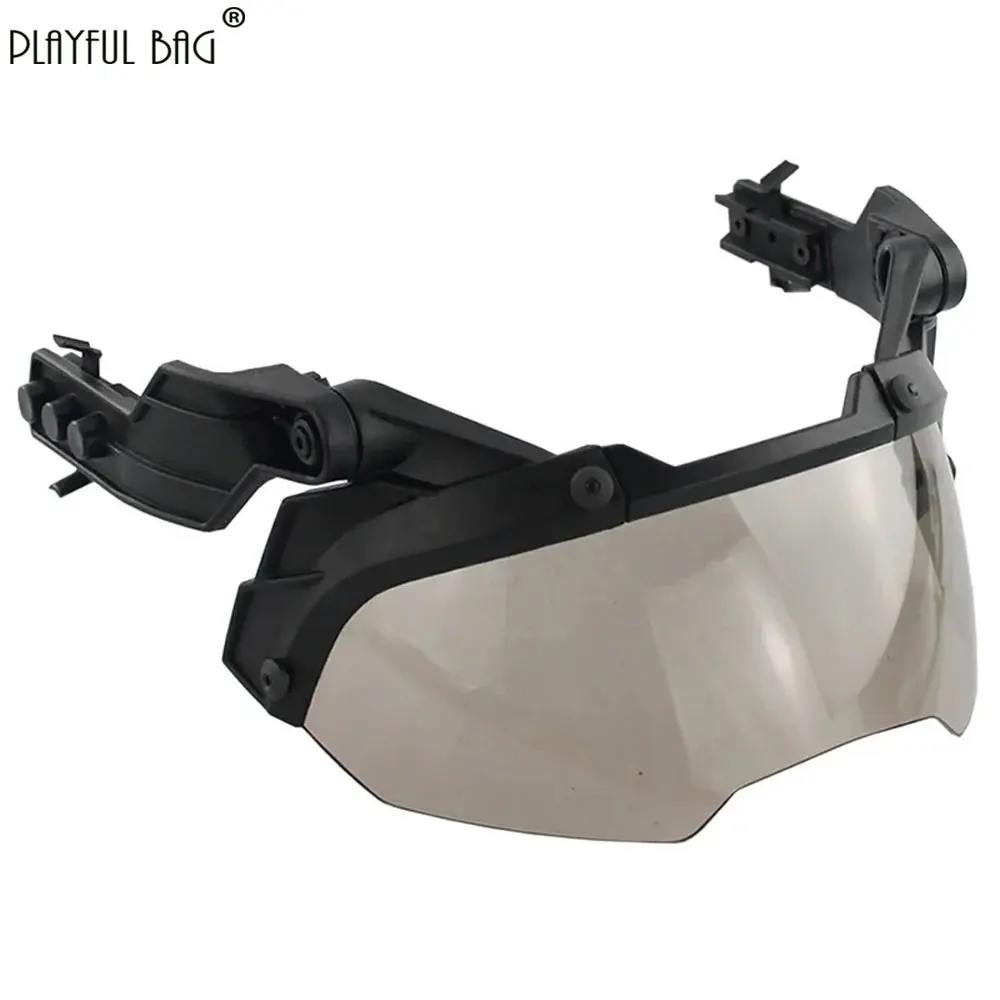 Kacamata Taktis Helm Cepat Edisi Rel Antikabut Kacamata Helm Airsoft Olahraga Tahan Ledakan Melindungi Mata QG297S