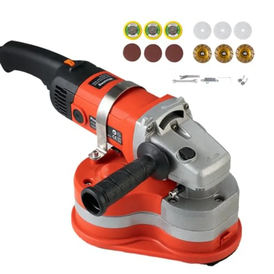 

Electric Diamond Floor Grinder Polisher Machine 3800W 6-Speed Adjustable with 3 Diamond Wheels for Dustless Grinding Polishing