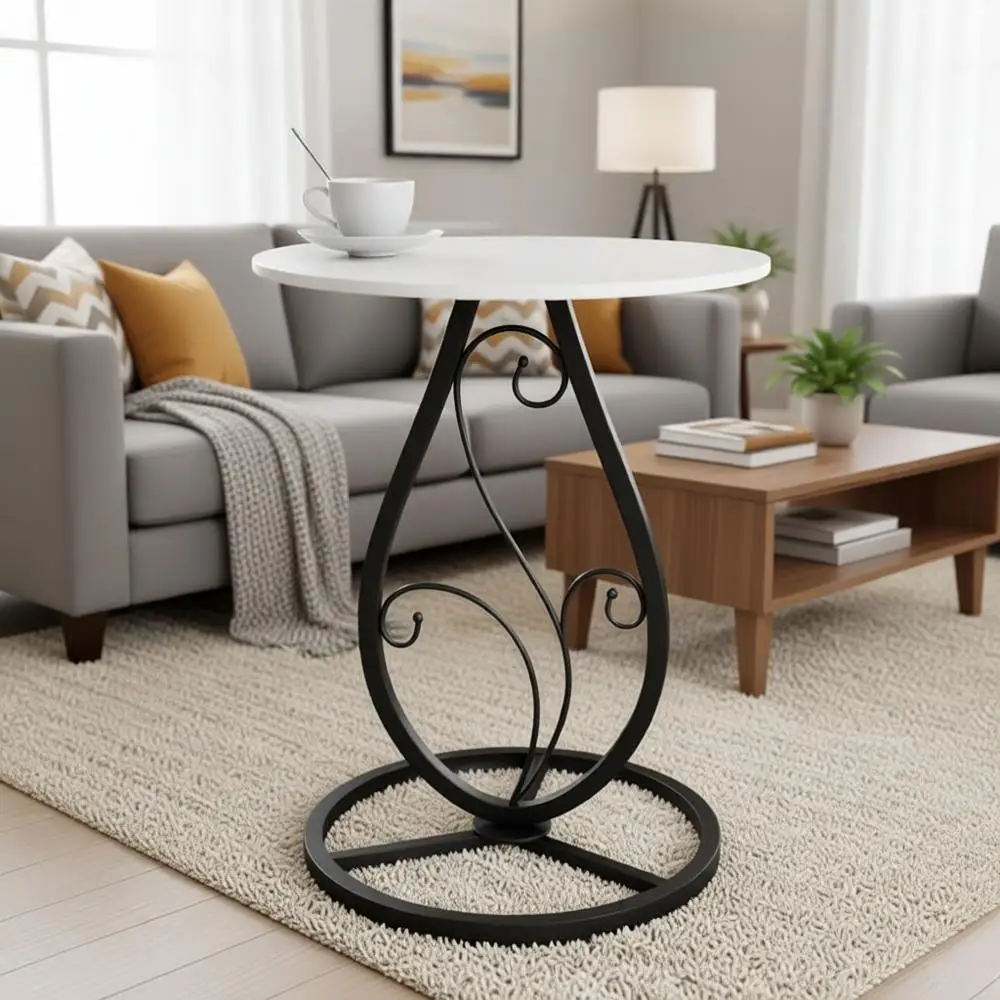 

Круглый приставной столик для гостиной, столешница из натурального мрамора, минималистичное металлическое основание, декоративный прикроватный/кофейный столик, для спальни, дивана, балкона
