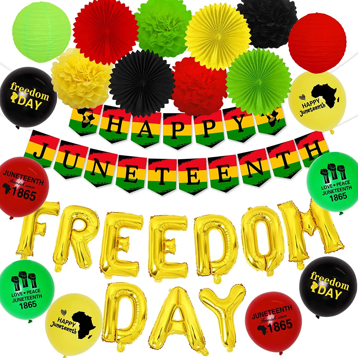 

Cheereveal Happy Juneteenth Decorations Freedom Day Balloons Banner 1865 Africa American Freedom Independence Day Decor Supplies