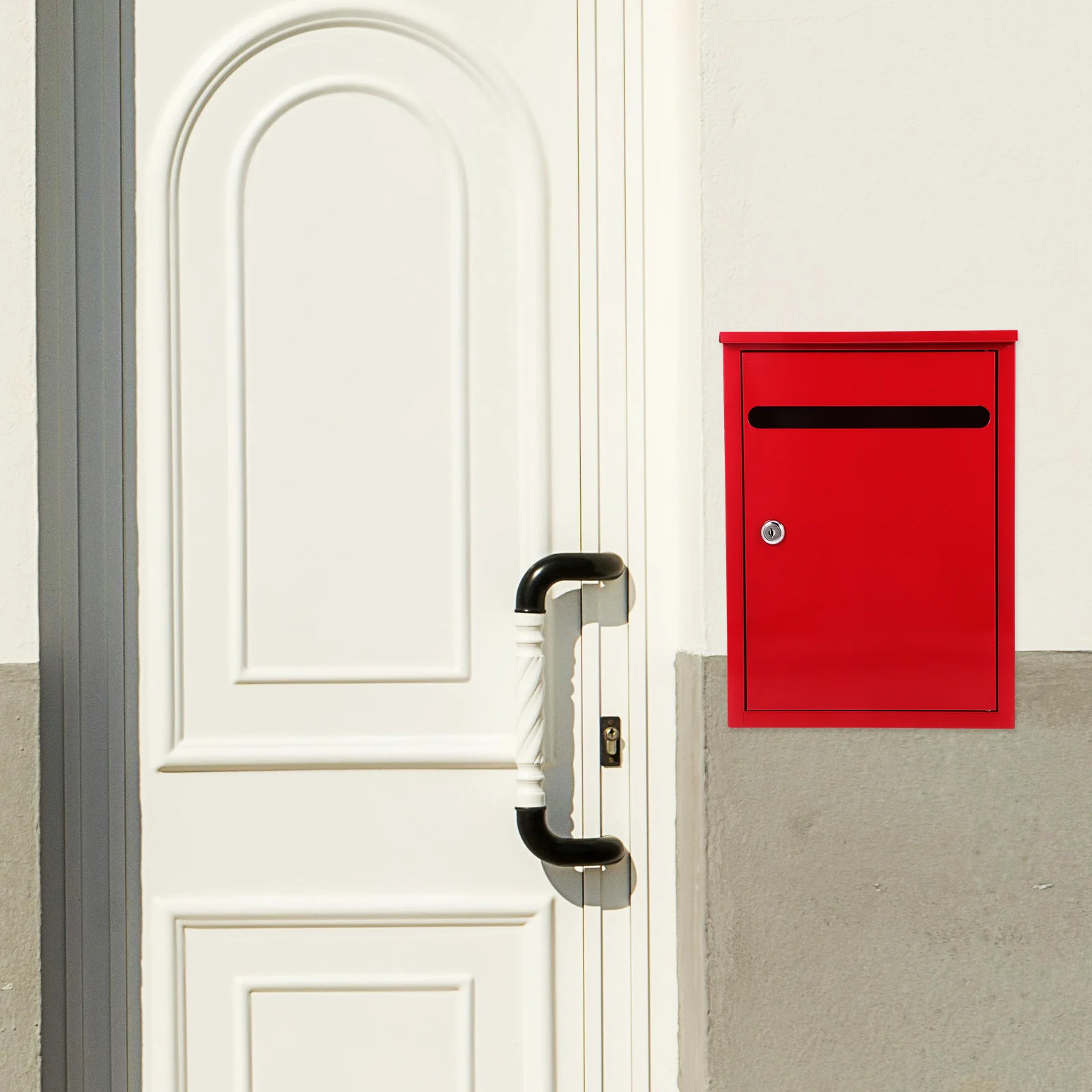 Buzón grande de hierro con cerradura, buzón de sugerencias para exteriores montado en la pared, colección de donación, buzón de seguridad de retroalimentación con llave