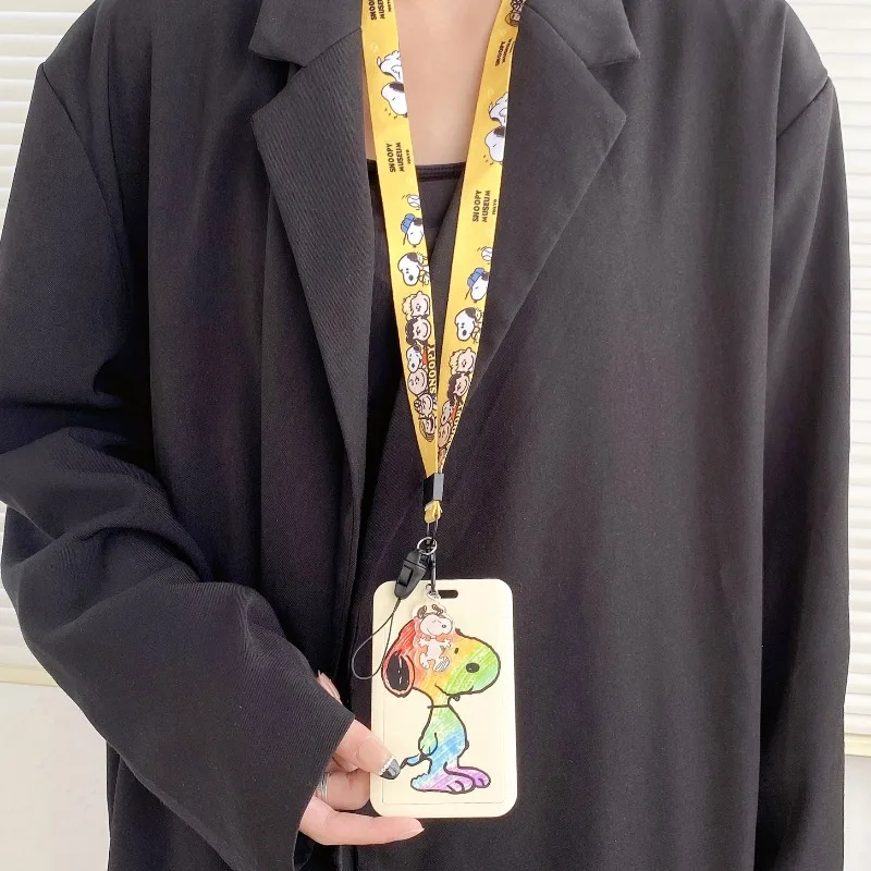 Snoopys New Card Cover Student Campus Hanging Neck Bag Card Holder Lanyard ID Card Holders Decoration Key Chain Toys