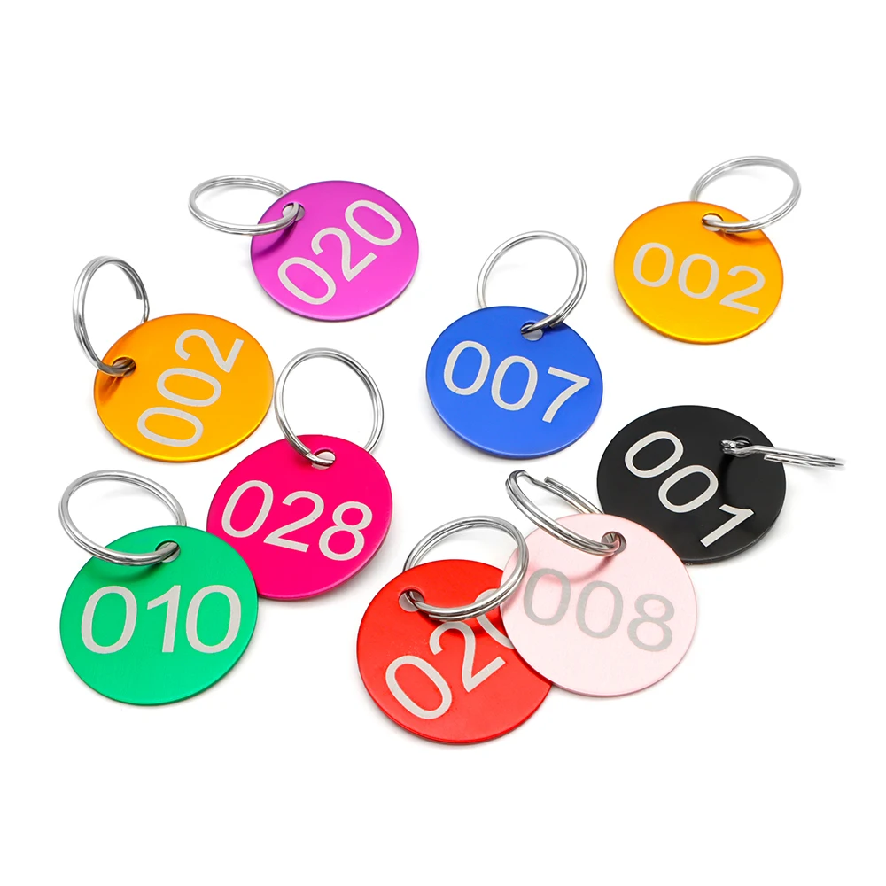 Number 001-200 Round Tags Aluminum Plates With KeyRing Sign For Key Item Mark Tags Club ID Card Series Tags KeyChain