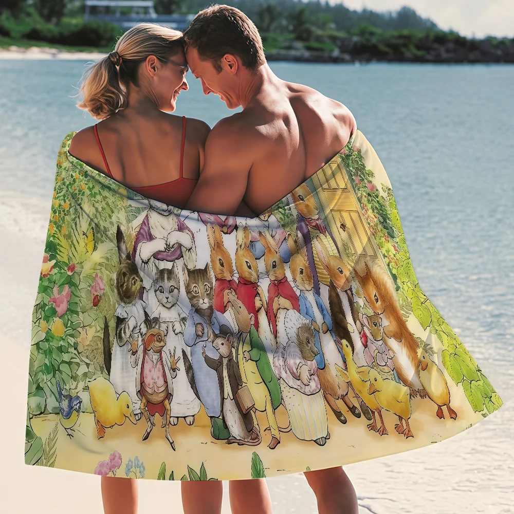 Cartoon Easter P-peter R-rabbit Towel Quick Drying Beach Towels Are Suitable For Swimming Pools Camping Yoga And The Gym