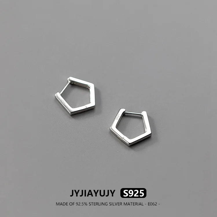 

JYJIAYUJY 100% Sterling Silver S925 Hoop Earrings Smooth Surface Hexagon Shape Fashion Hypoallergenic Fine Jewelry Gift E062