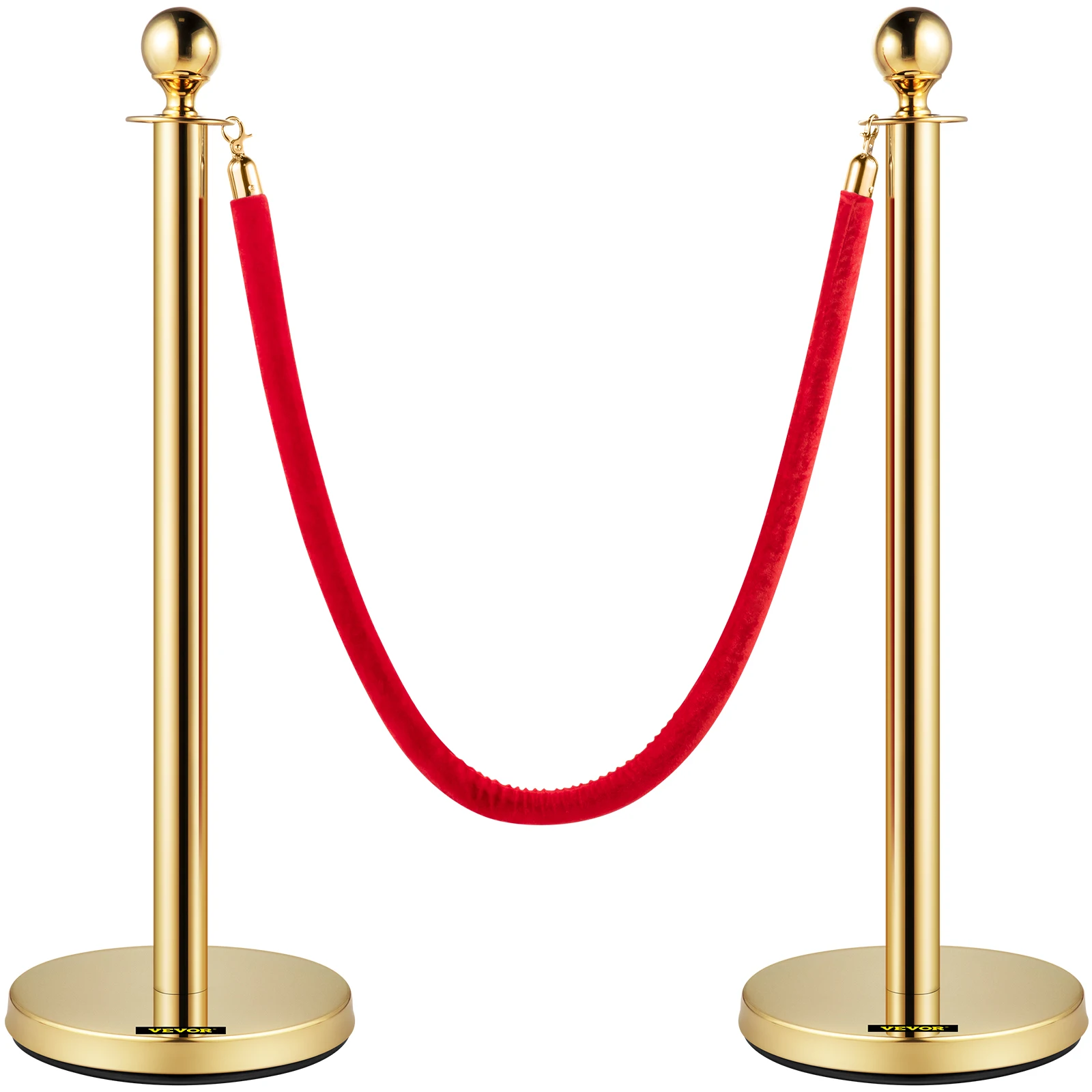 VEVOR Velvet Ropes and Posts Stainless Steel Gold Stanchion w/ Ball Top Crowd Control Barrier for Theaters Wedding Exhibition