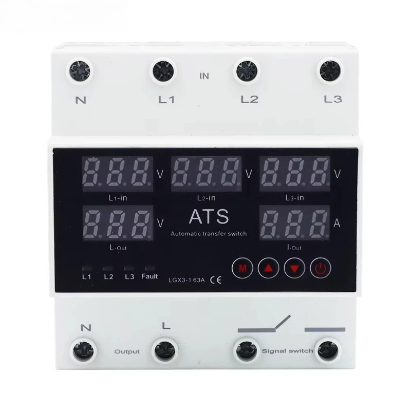 3 Phase 3P+N Din Rail Voltmeter Ammeter Adjustable Over and Under Voltage Current Limit protection Monitor Relays Protector