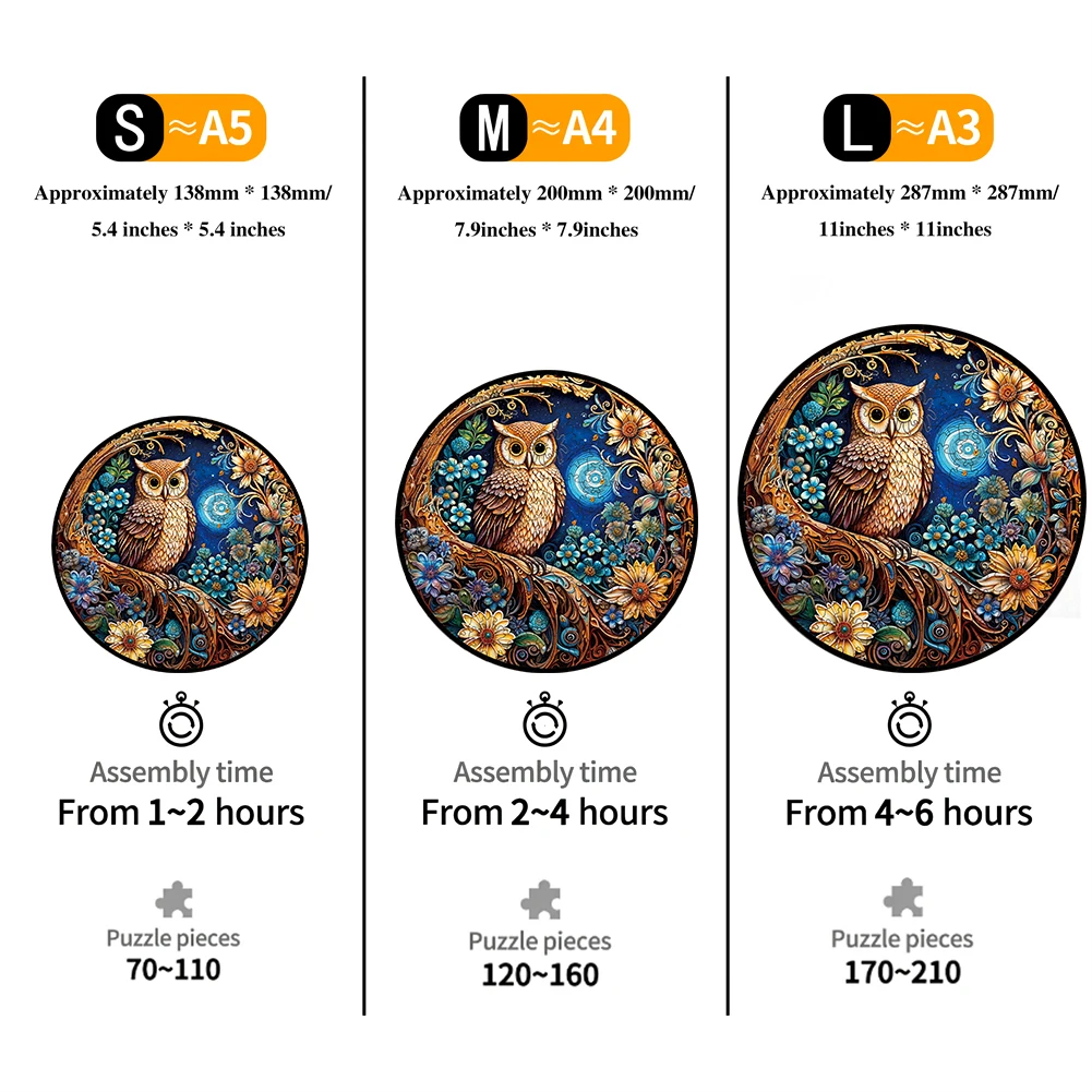 Owl Animal Wooden Puzzle DIY Educational Gift For Kids Family Interactive Games Brain Trainer Hell Difficulty Puzzle For Adults