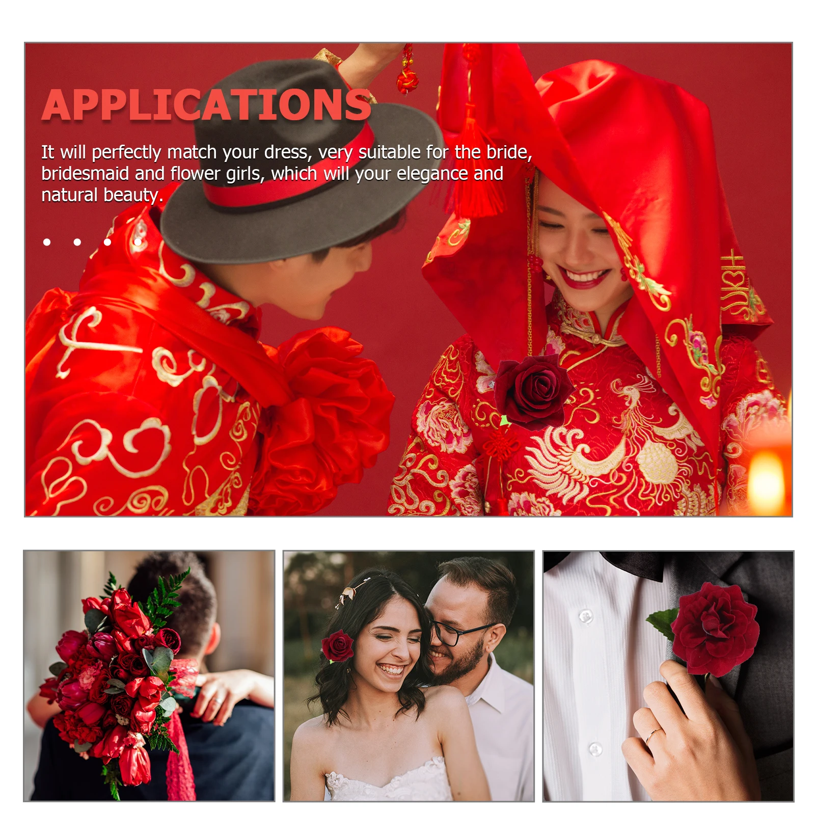 

1Set Flannelette Rose Headdress Set Delicate Simulated Rose Hairpins Wedding Bride Bridesmaid Floral Accessories Romantic Hair