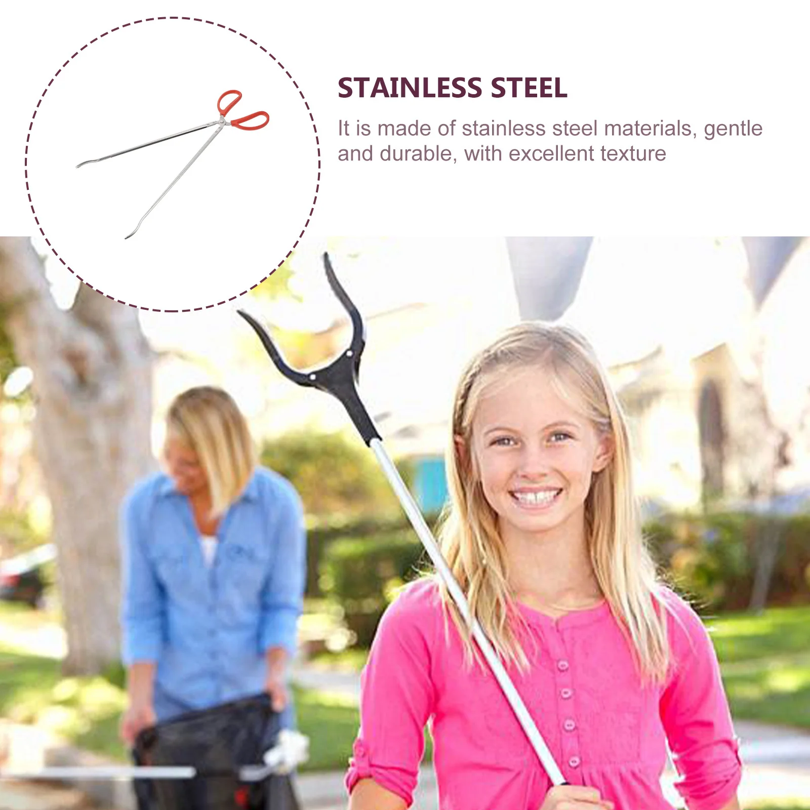 

1Pcs Stainless Steel Garbage Clamp High Temperature Resistant Outdoor Waste Picker Barbecue Fire-Tongs Briquette Pickers