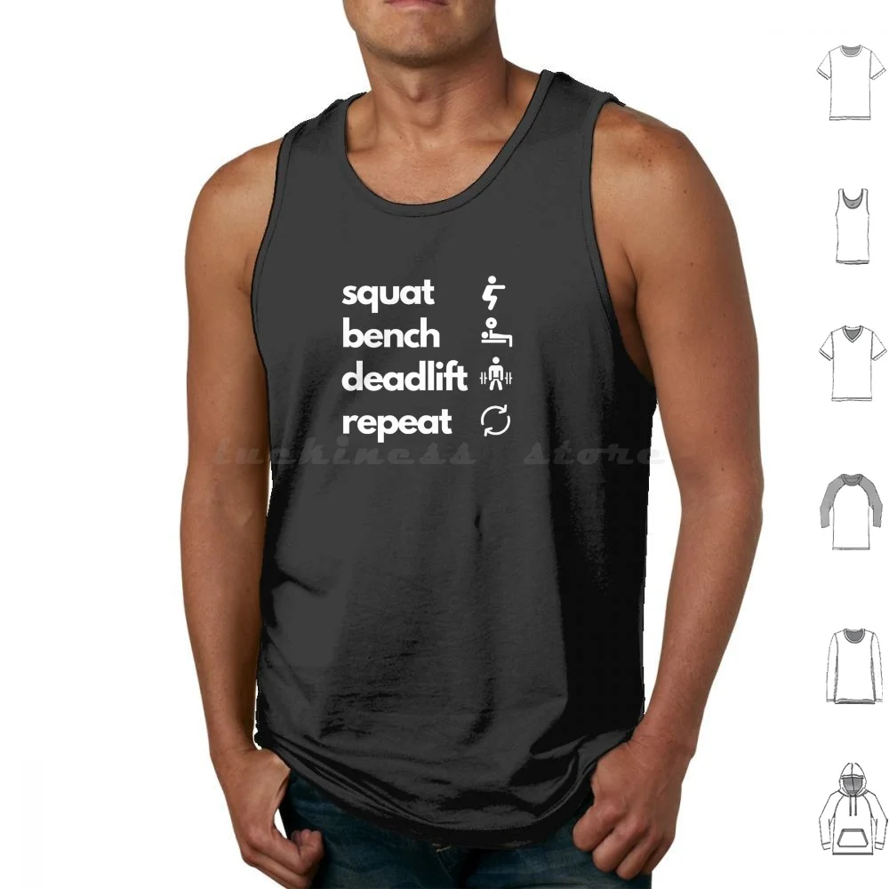 Squat Bench Deadlift Repeat Tank Tops Print Cotton Weightlifting Lift Gains Swole Training Squat Benchpress Bench Deadlift