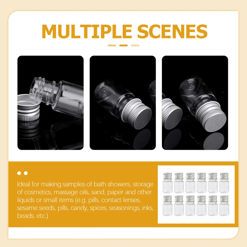 

12 Pcs Professional Sample Bottles Seal Lightweight Glass Mini Sealing Leakproof Reagent Container