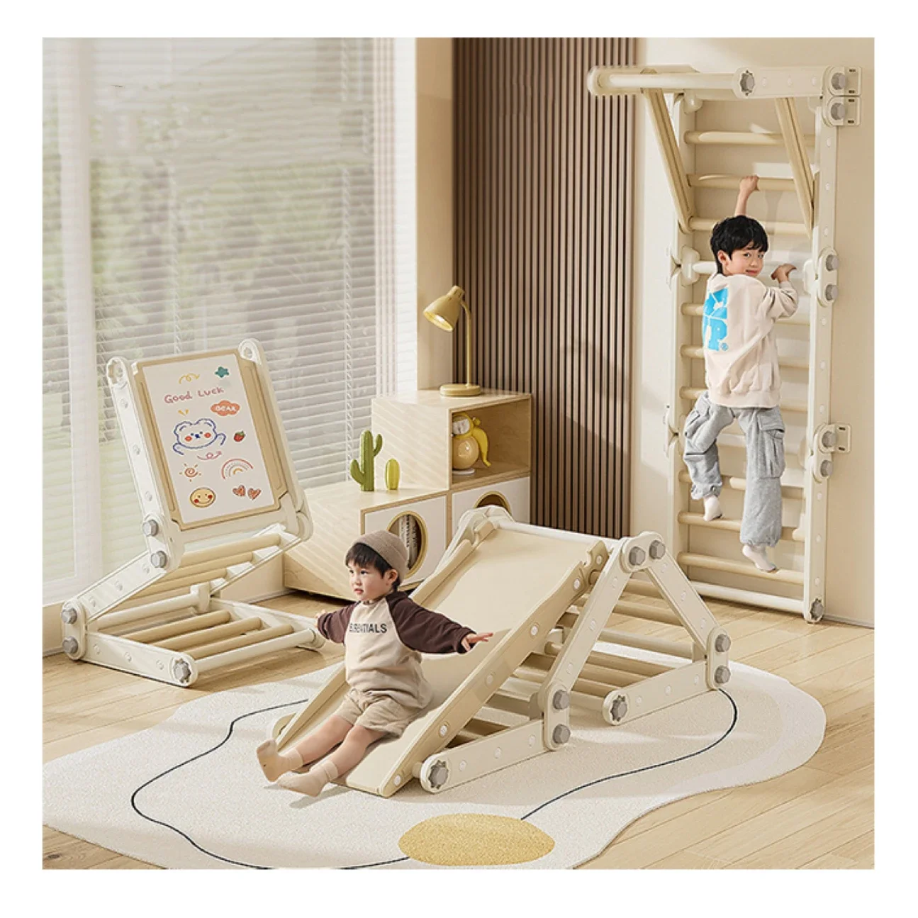 Indoor Kids Climbing Triangle Wood Toddler Children Climbing Frame