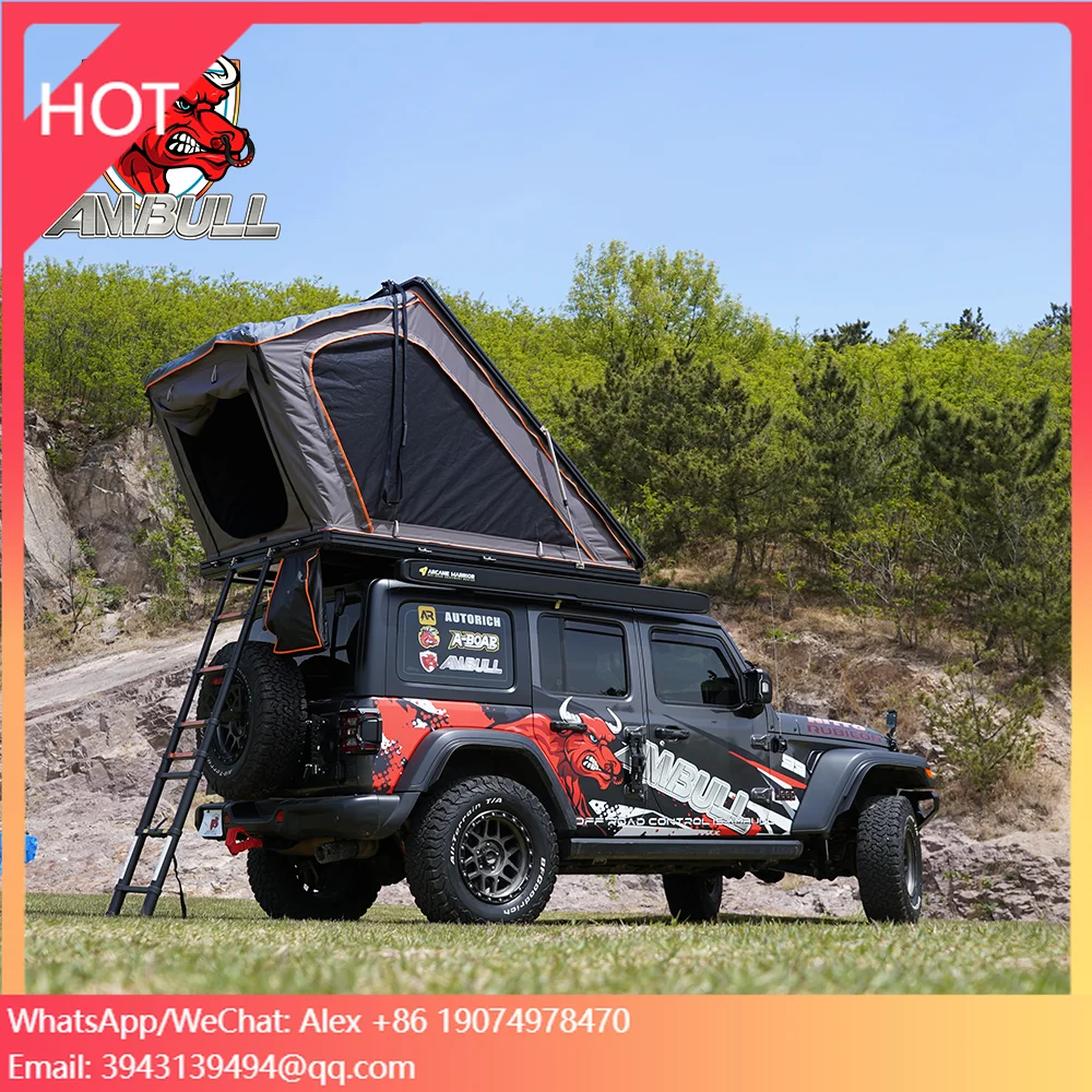 

Ambull Factory 4x4 Truck Car Outdoor Camping 2-3 Person Waterproof Roof Top Tents Aluminum Hard Shell Rooftop Tent Car Tent Roof