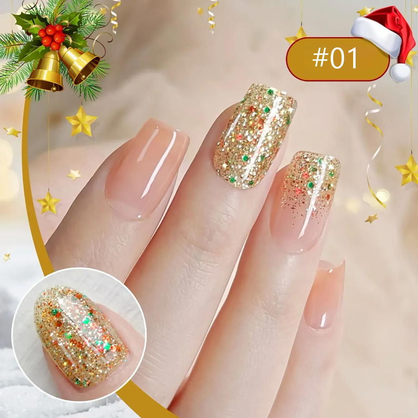 10ML 1PCS Christmas Diamond Strobe Whitening Gold Nails Seven Colors Glitter Nail Glue UV Light Nails Nail Art