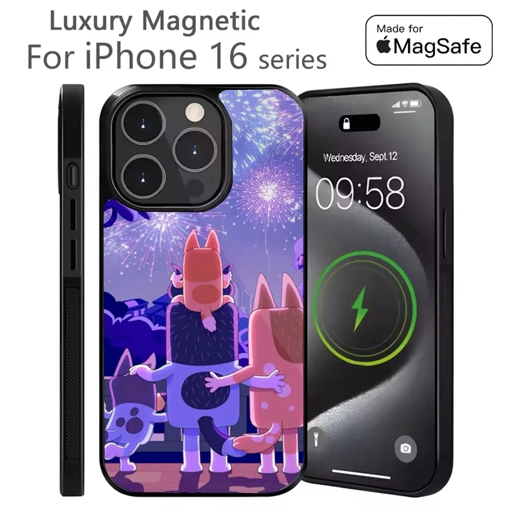 Blue-yS Cartoon B-Bingo-o Phone Case For iPhone 16,15,14,13,12,11,Plus,Pro,Max Mini Magsafe Magnetic Wireless Charging