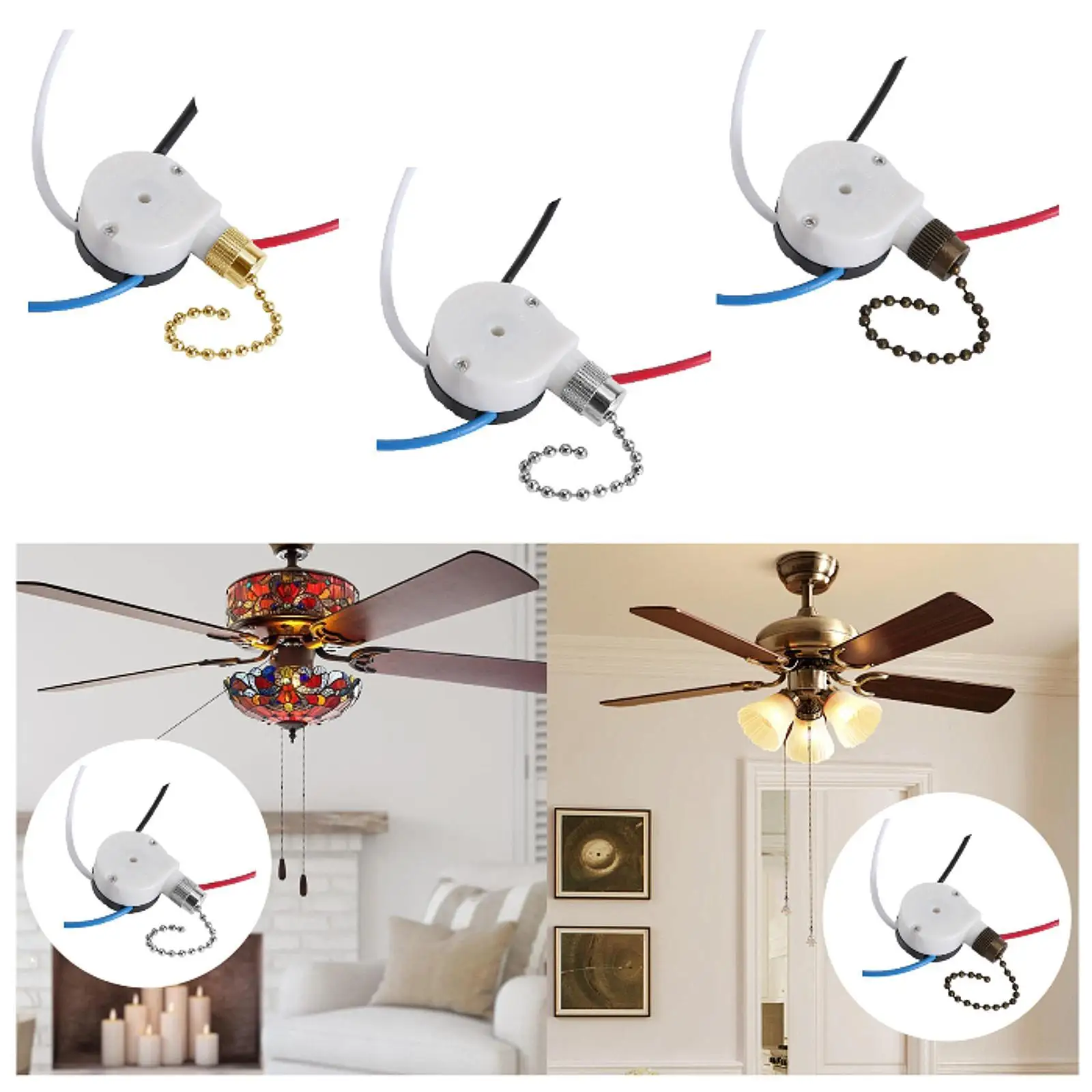 Pendant Light Pull Chain Switch Easy Install Replacement 125V for Home or Office Lighting Control