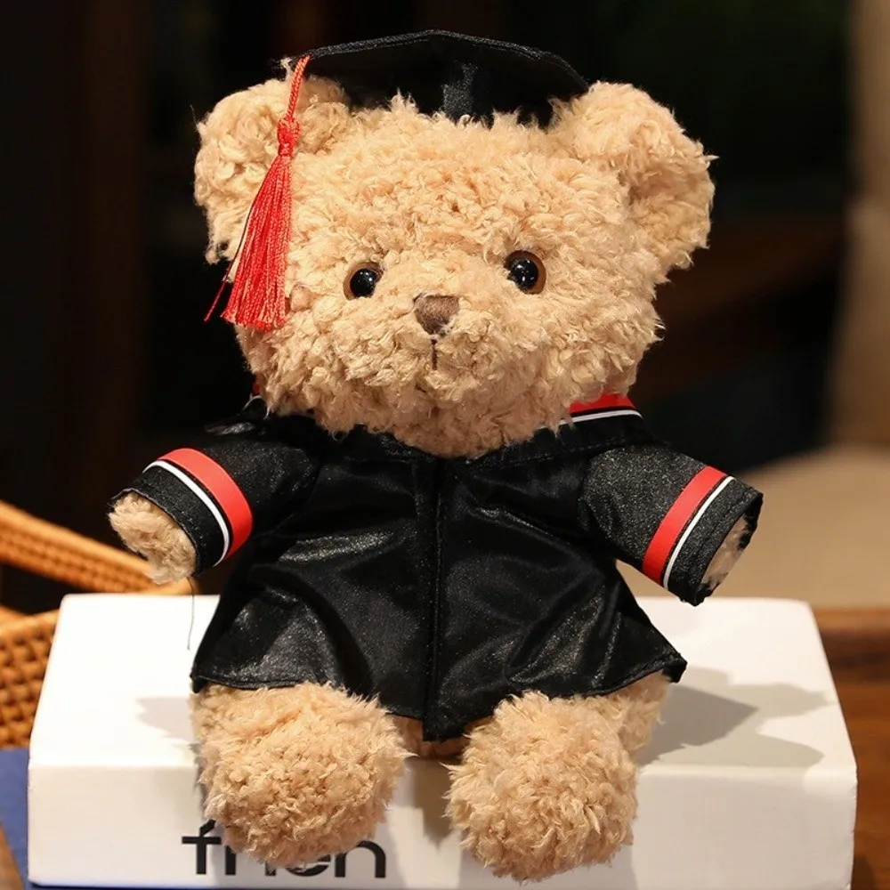 Soft 23cm Plush Bear Doll Doctor's Clothing Graduate Plush Dr. Bear Graduation Gown Sitting Bear Graduation Ceremony